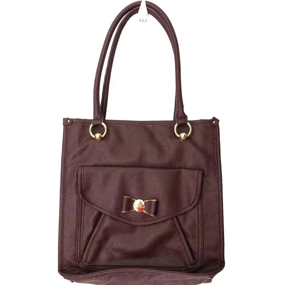 Vintage Lulu Guinness Brown Faux Leather Purse Shoulder Hand Bag
